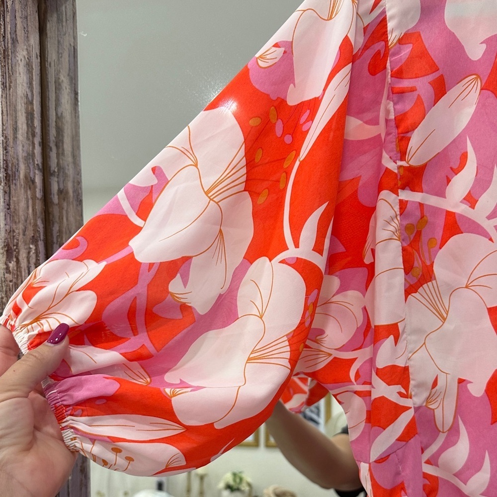 Aakaa Red and Pink Floral Mini Dress - Picture 5 of 6